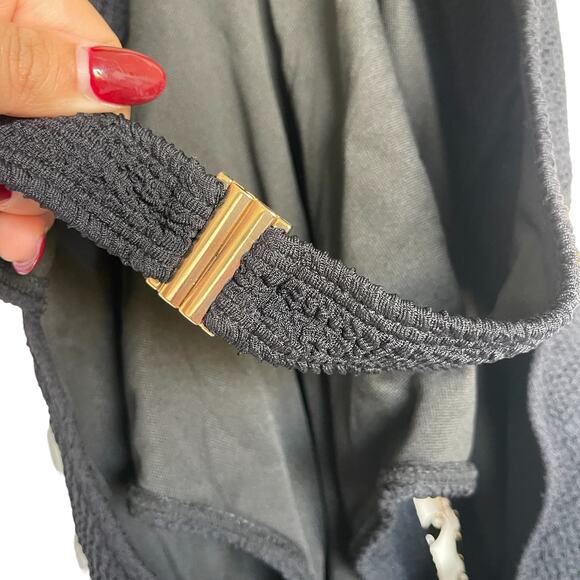 River Island Textured Chain Black One Piece Swimsuit Size 12 - Picture 6 of 8